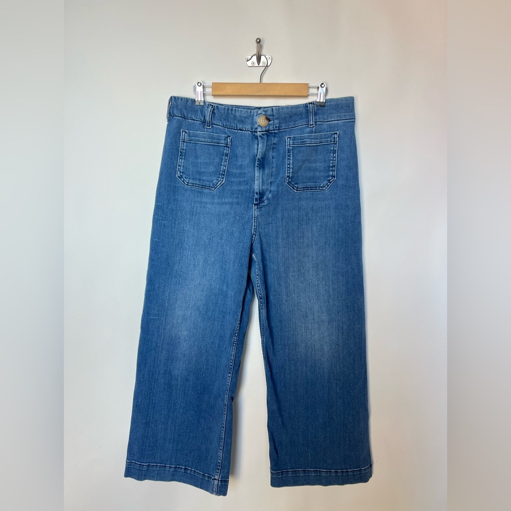 Maeve The Colette Crop High-Rise‎ Wide-Leg Jeans Approx Size 34 - Picture 2 of 16